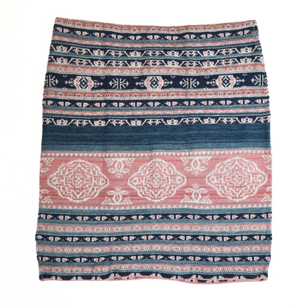 Lauren Ralph Lauren Skirt Womens 2X Plus Multi Southwestern Linen Knit Midi NWT